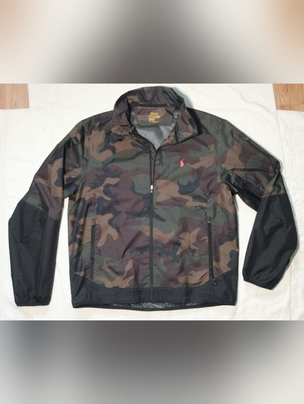 NWOT POLO Ralph Lauren Camo Military Mesh Lined Windbreaker Light Jacket - L